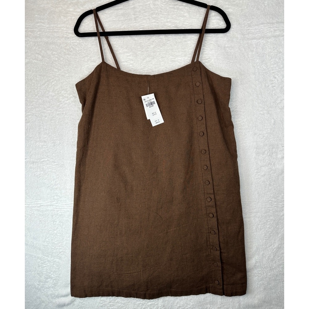 Abercrombie & Fitch Linen Blend Skort Dress Womens Medium Brown Side Button